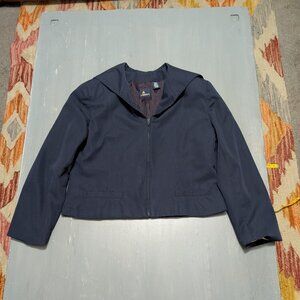 Lizsport Vintage Navy Blue Zip Up Jacket Sailor Collar L